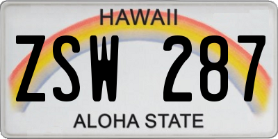 HI license plate ZSW287