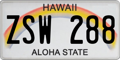 HI license plate ZSW288