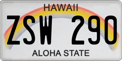 HI license plate ZSW290
