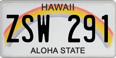 HI license plate ZSW291