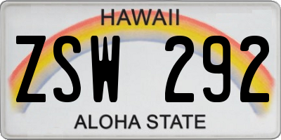 HI license plate ZSW292