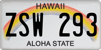 HI license plate ZSW293