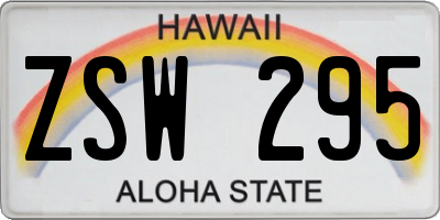 HI license plate ZSW295