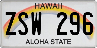 HI license plate ZSW296