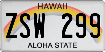 HI license plate ZSW299