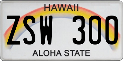 HI license plate ZSW300