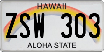 HI license plate ZSW303