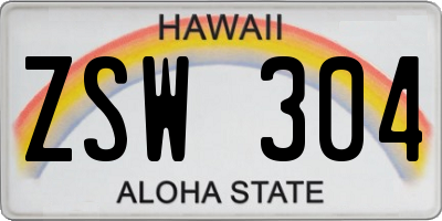 HI license plate ZSW304