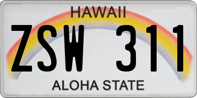 HI license plate ZSW311