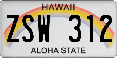 HI license plate ZSW312