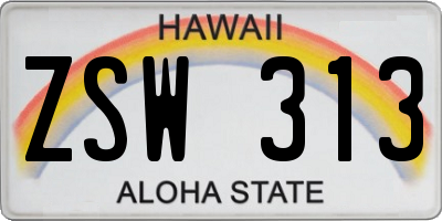 HI license plate ZSW313