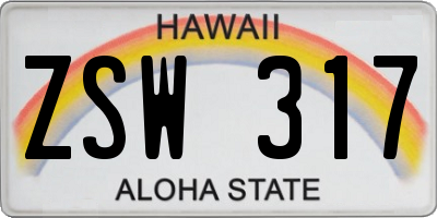 HI license plate ZSW317