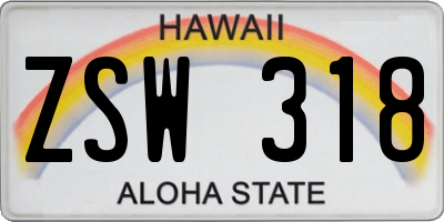 HI license plate ZSW318