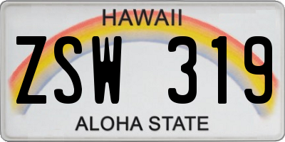 HI license plate ZSW319