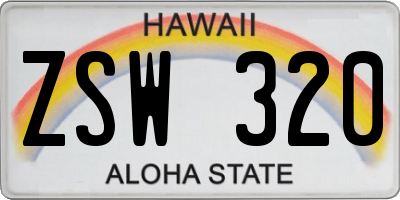 HI license plate ZSW320