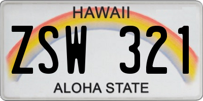 HI license plate ZSW321
