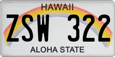 HI license plate ZSW322