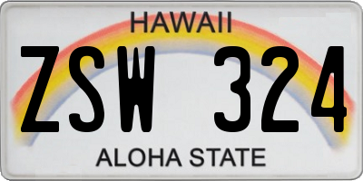 HI license plate ZSW324