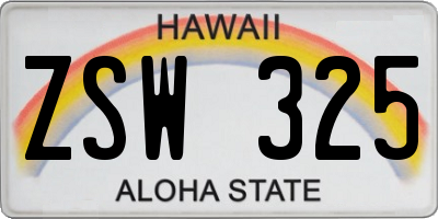 HI license plate ZSW325