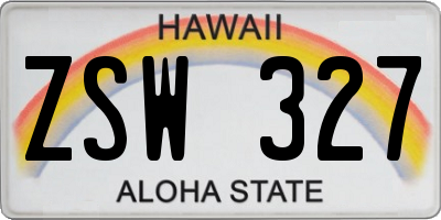 HI license plate ZSW327