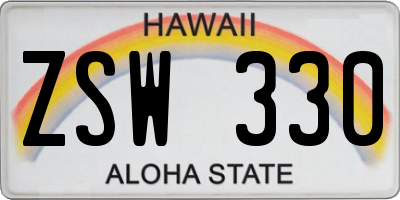 HI license plate ZSW330
