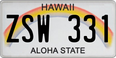HI license plate ZSW331