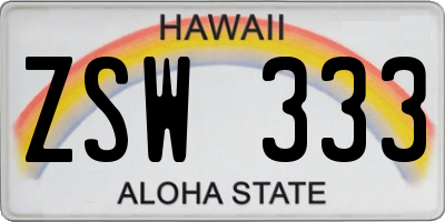 HI license plate ZSW333