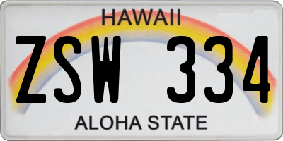 HI license plate ZSW334