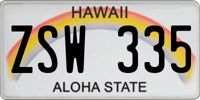 HI license plate ZSW335