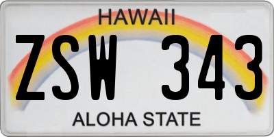 HI license plate ZSW343