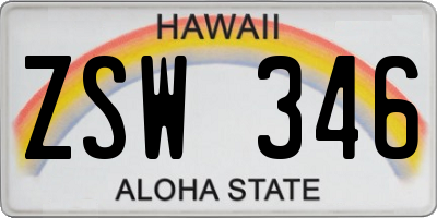HI license plate ZSW346