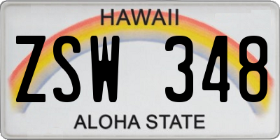 HI license plate ZSW348