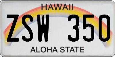 HI license plate ZSW350