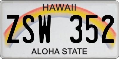 HI license plate ZSW352