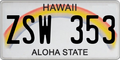 HI license plate ZSW353