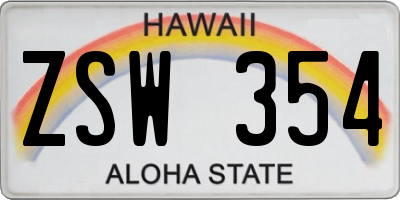 HI license plate ZSW354