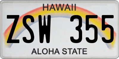 HI license plate ZSW355