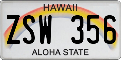 HI license plate ZSW356