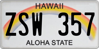 HI license plate ZSW357