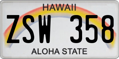 HI license plate ZSW358