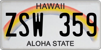HI license plate ZSW359