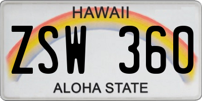 HI license plate ZSW360