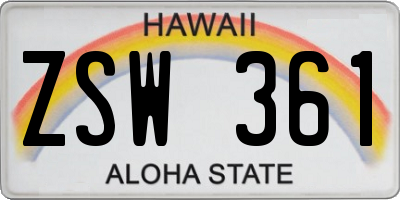 HI license plate ZSW361