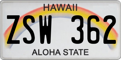 HI license plate ZSW362