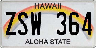HI license plate ZSW364