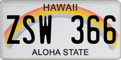 HI license plate ZSW366