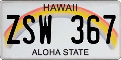 HI license plate ZSW367