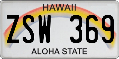 HI license plate ZSW369