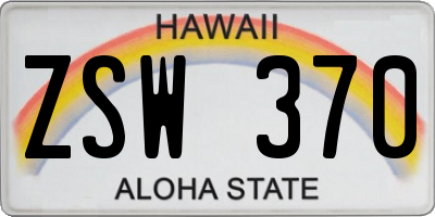 HI license plate ZSW370