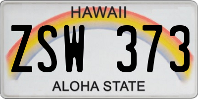 HI license plate ZSW373